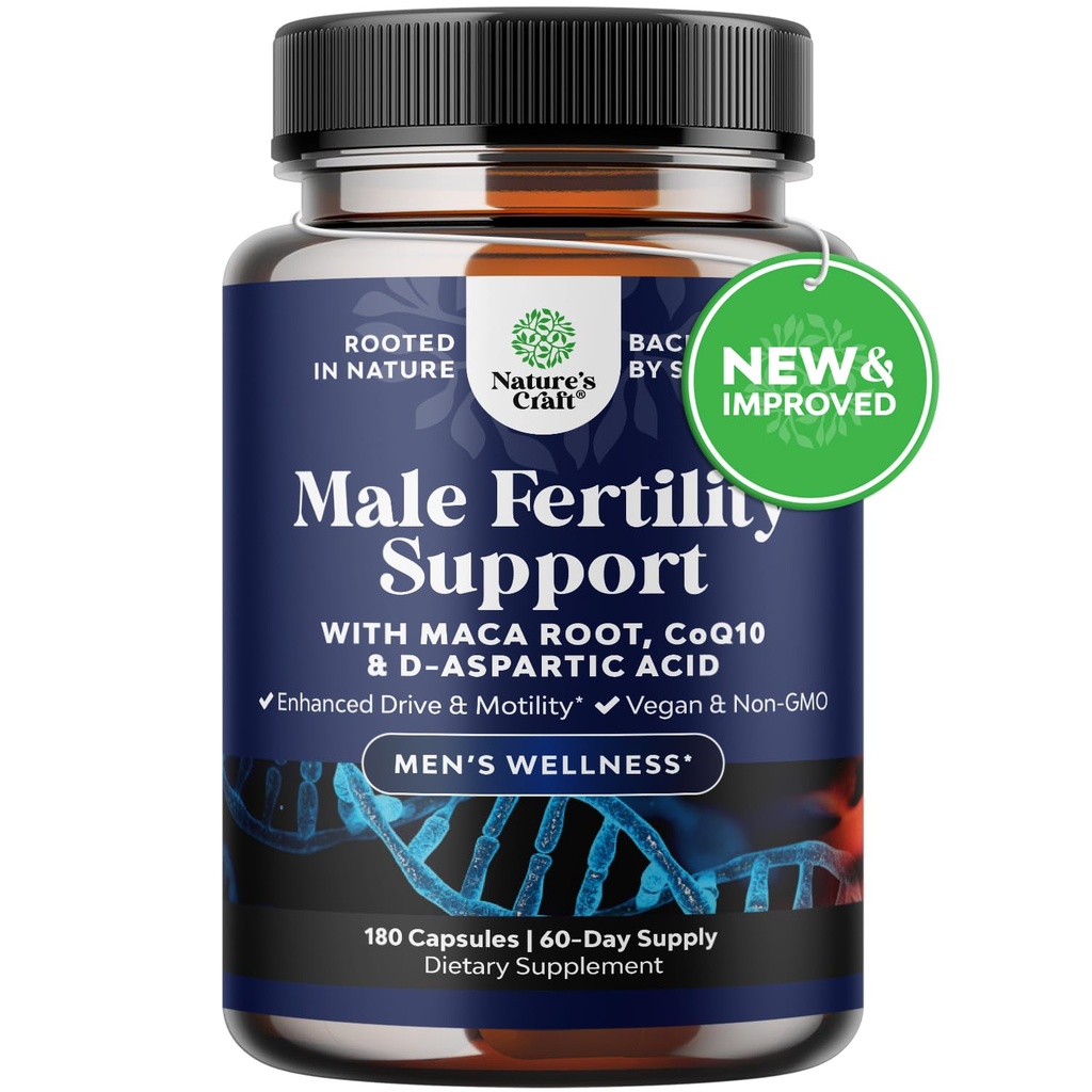 Pre Conceive Male Reproductive Supplement - Reproductive Cells Health mit CoQ10, Maca Root, Methyl Folate & D-Aspartic Acid - Mens Conceive Cells Count Support - Unterstützung für Ihn, 180 Count
