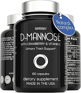 D-Mannose 1000mg Capsules - D Mannose avec extrait de canneberge et vitamine C - 60 Capsules 500mg haute résistance - Santé urinaire pour les femmes et les hommes - Vegan & Non-OGM - Support UTI naturel à action rapide