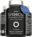 D-Mannose 1000mg Capsules - D Mannose avec extrait de canneberge et vitamine C - 60 Capsules 500mg haute résistance - Santé urinaire pour les femmes et les hommes - Vegan & Non-OGM - Support UTI naturel à action rapide