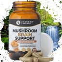 Supplément de Champignons Soutien Cerveau : Lions Organiques Mane, Cordyceps, Ginkgo Leaf, Gotu Kola + Plus d'infos Supplément à base de plantes naturelles (60 Capsules)