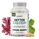 Organics Ocean Better Calcium - Organic Red Algae Calcium with Vitamin D3 and K2 Supplements - Supports Bone Structure, Joint Comfort & Encourages Healthy Aging - Plant-Based, Non-GMO - 1 Pack