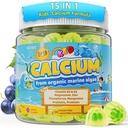 Kids Calcium Gummies + Vitamin D3 (1000IU/2000IU), K2, Magnesium, Phosphorus, Probiotic, Algae Calcium Supplement for Kids 4+ & Teens for Bones & Teeth, Extra Calcium Absorption, Sugar Free, 60 Counts