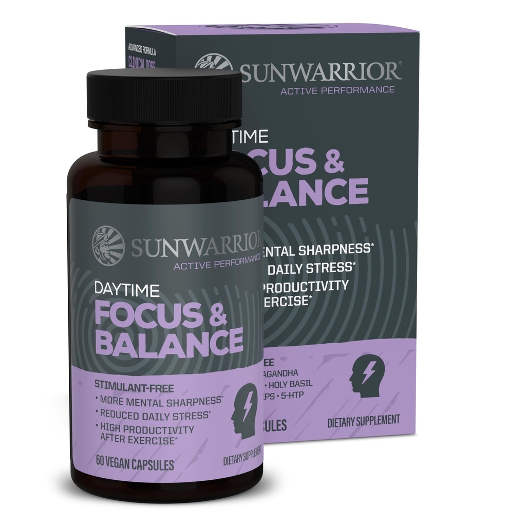Ashwagandha, Rhodiola, Reishi & 5-HTP for Stress-Free Focus Active Focus & Balance Capsules Caffeine-Free Nootropic for Calm Energy & Mental Clarity, Mood & Immune Support 60 Vegan Capsules