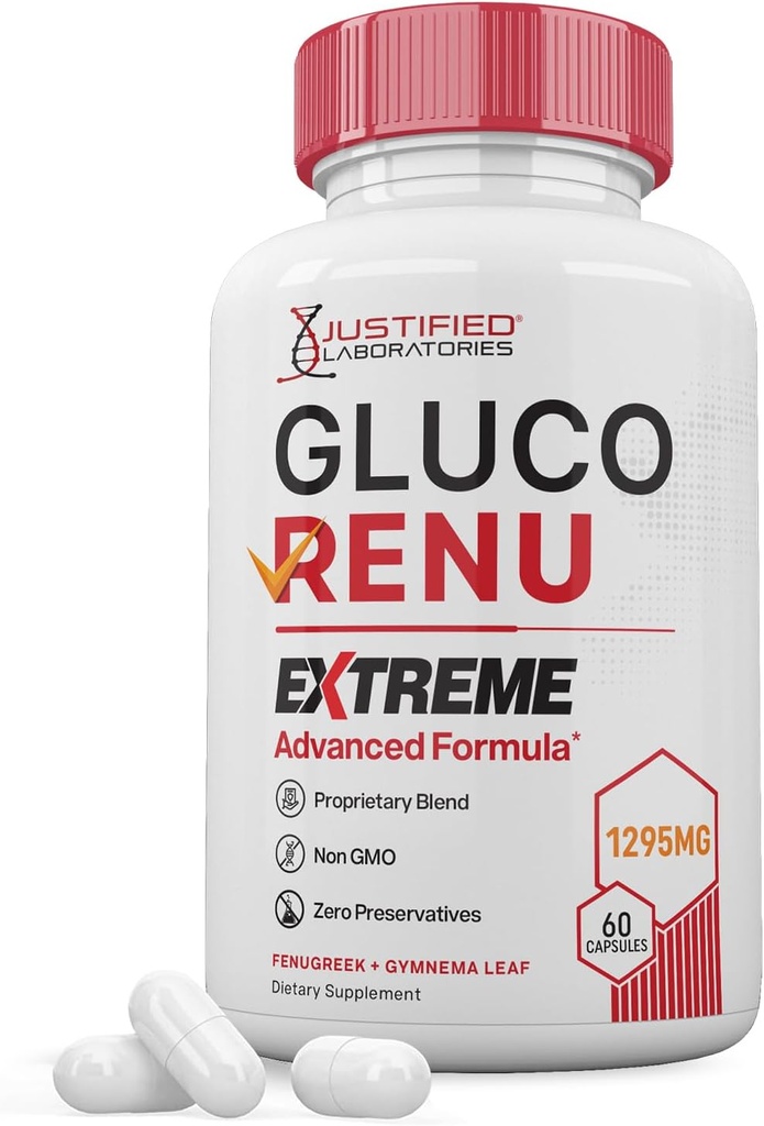 Gluco Renu Extreme 1295MG Pillole di supporto Glyco Advacned Formula Gluo Renew Glycogen Support formulato con Turmeric Berberine Resveratrol Aglio Bitter Melon Milk Thistle 60 capsule