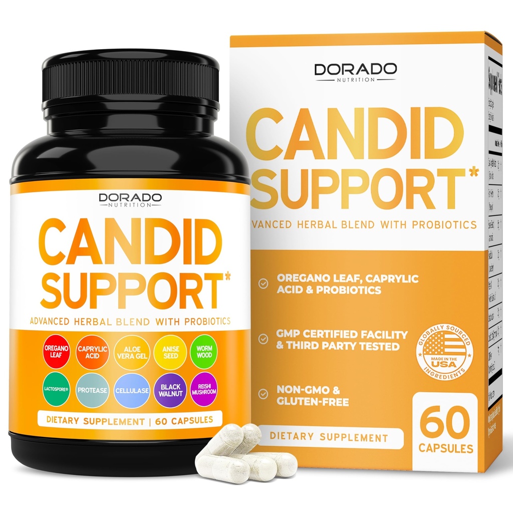 Candida Cleanse Detox (60 Count) Advanced Candida Cleanse Supplement with Probiotics Herbal Blend Extracts 11-in-1 for Women and Men Non-GMO , Third Party Tested , Gluten free & Made in USA