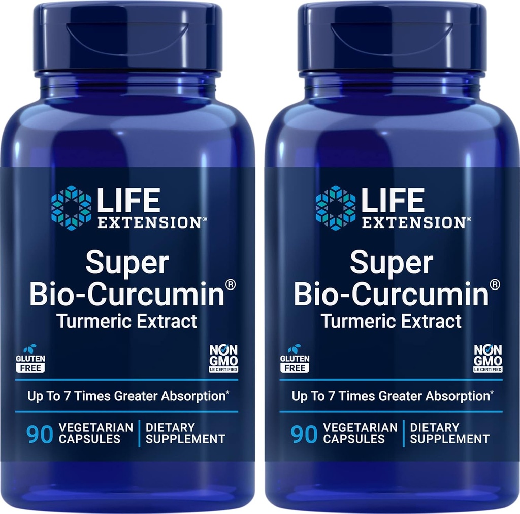 Life Extension Super Bio-Curcumin Turmeric Extract 400mg, 90 Veg Caps (Pack von 2) - Vegetarische Kapsel - Non-GMO - Highly Absorbable