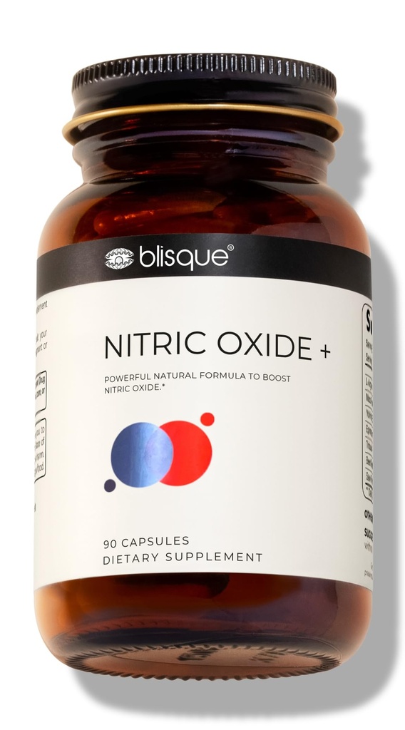 Blisque – Natürliche Stickstoffoxid-Booster-Ergänzung für Blutfluss-Unterstützung und Zirkulation | Doctor-Approved | mit L-Arginin, Cayenne Frucht, und Rübenwurzel | 90 Kapseln | Vegan und Non-GMO