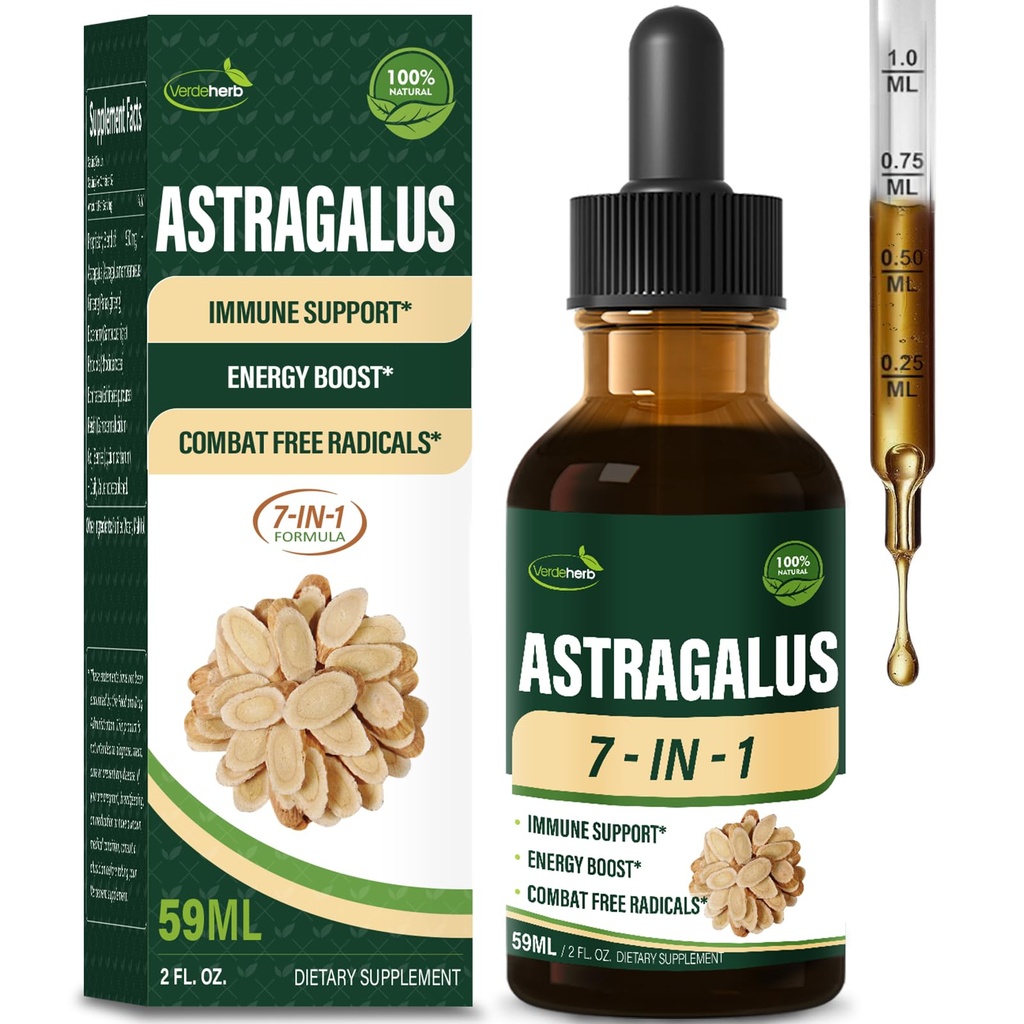 Astragalus Root Extract Kräutertropfen für Immunsystem Unterstützung, Immunität Gesundheit & Energie Boost Tinktur Ergänzungen mit Rhodiola Rosea, Echinacea, Elderberry, Reishi, Ginseng. Huang Qi. 2oz