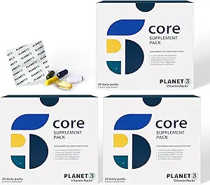Planet 3 Vitamine Packs, Vitamines quotidiennes pour les hommes et les femmes, Énergie, Immune et soutien cardiaque.