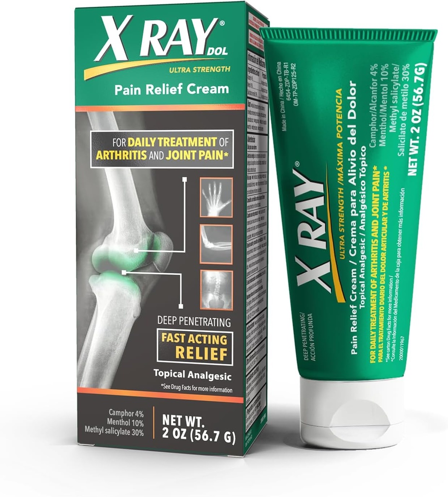 X Ray Dol Topical Arthritis Pain Reliever Cream, per Joint & Muscle Pain giornaliero, Full Prescription Strength, Relief ad azione rapida, 2 once