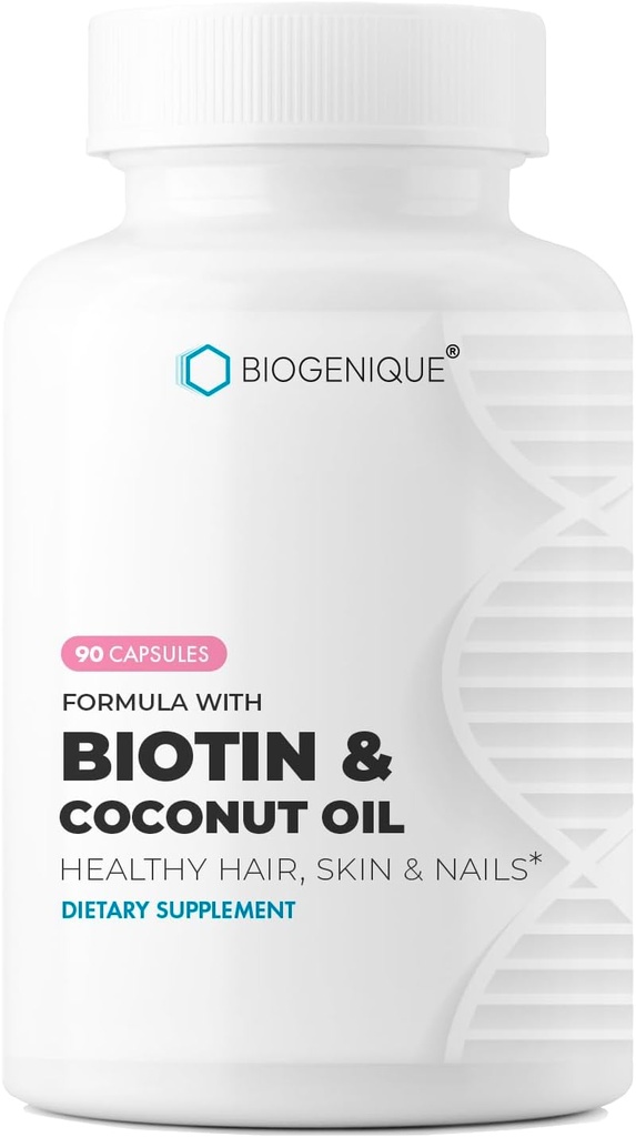 Integratore Biotina ad alta potenza - Vegan Vitamin B7 Formula con Creatina e Olio di cocco - Pelle più sana, Ricostruzione Unghie e Capelli - Non OGM & Gluten Free - 2500 mcg