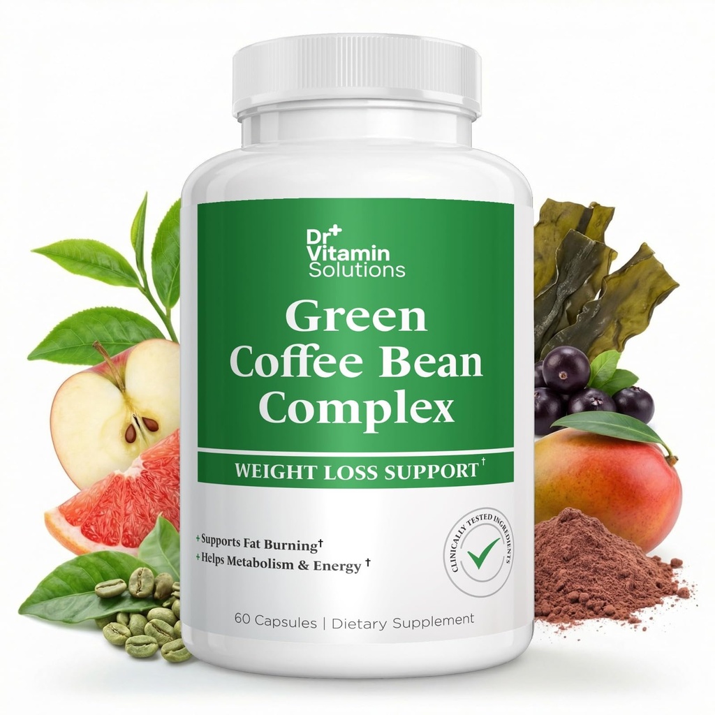 Green Coffee Bean Extract 350 mg – Weight Loss Support, Metabolism & Energy Booster with Green Tea, Apple Cider Vinegar, Grapefruit, Kelp & Acai – Fat Burning Formula, Non-GMO, 60 Capsules