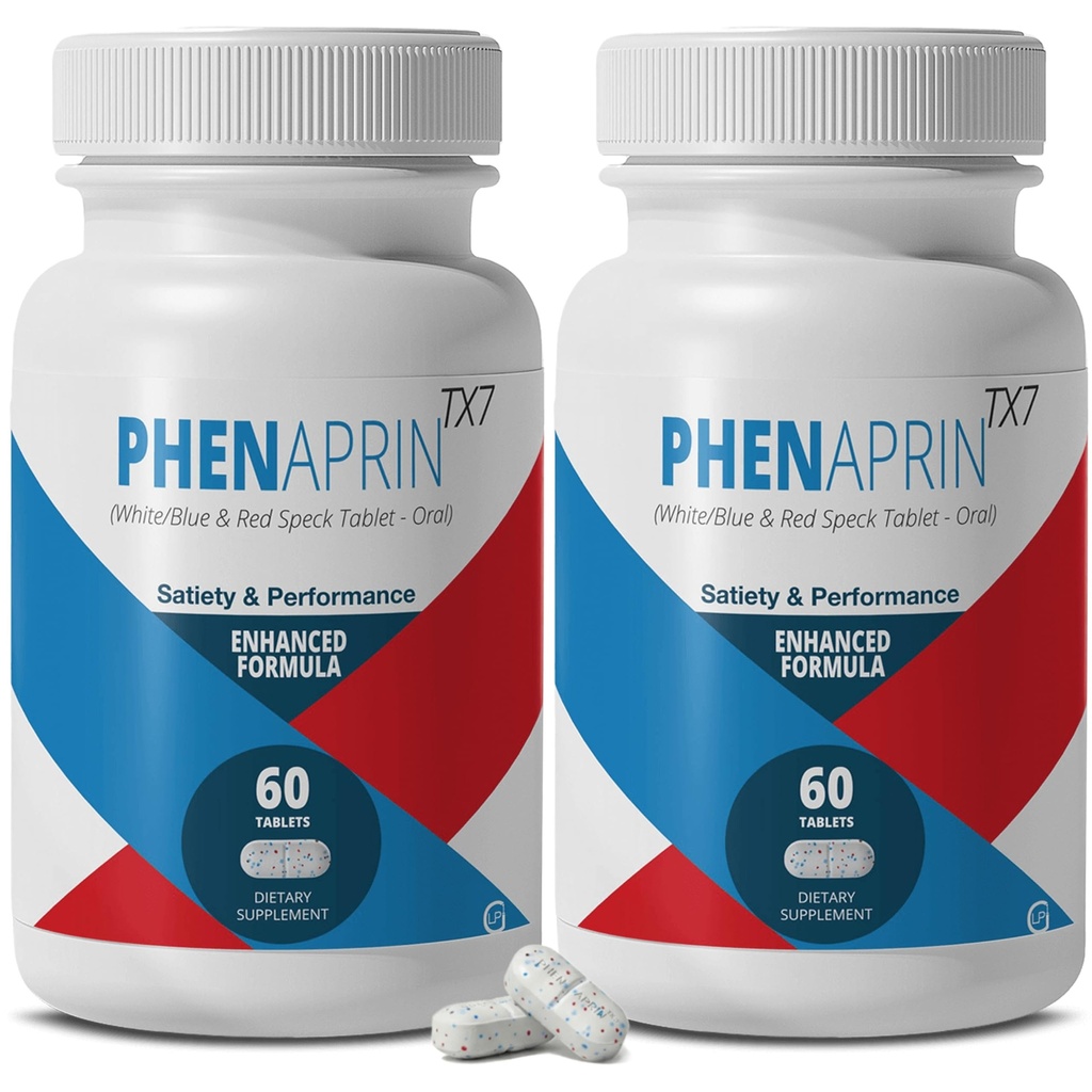 PhenAprin TX7 Powerful Diet Pills (Pack of 2) for Weight Loss & Appetite Suppressant Support - Nootropic Energy, Focus & Food Noise Control - Smart Formula for Women & Men - 60 Tablets
