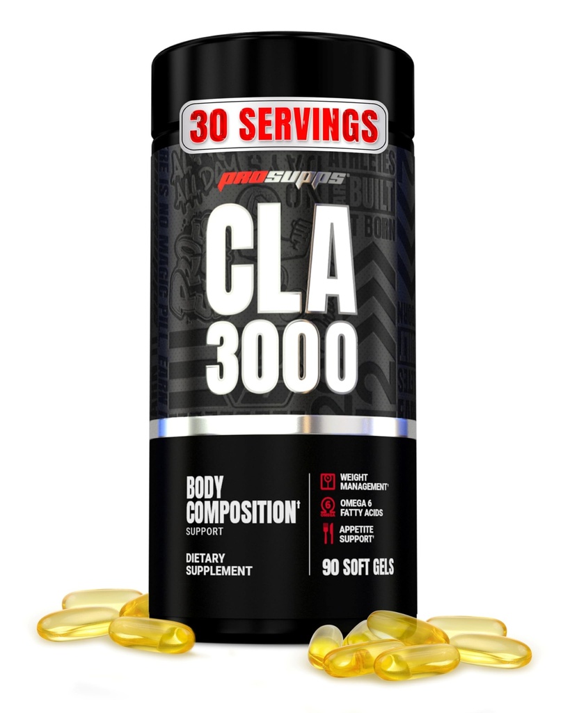 PROSUPPS CLA 3000 Supporto per la composizione magra del corpo - Stim-Free Conjugated Linoleic Acid Workout Supplement per la gestione del peso & Appetite Support with Omega 6 Fatty Acid - Gym & Fitness - 90 Softgels