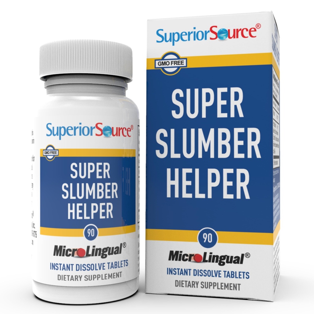 Superior Source Super Slumber Helper - Melatonin Supplement with L-Theanine & Chamomile Flower - Supports Healthy & Natural Sleep with Valerian Root Powder & GABA - 90 Instant Dissolve Tablets
