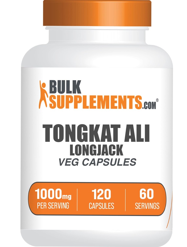 BulkSupplements.com Capsules d'extrait de longjack - Tongkat Ali Extract, Tongkat Ali Addition - Vegan-friendly, 120 Capsules de Veg (paquet de 1)