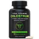 Vital Vitamins Colostrum Supplement - Vitamina C, Zinco, & Selenio - da Prima Latteatura - Standardizzato per Contiene 10% IgG Immunoglobuline - Grass-Fed American Cows - 60 Capsule