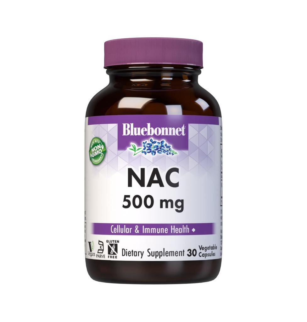 Bluebonnet NAC 500 mg Capsules de vitamine, 30 Nombre