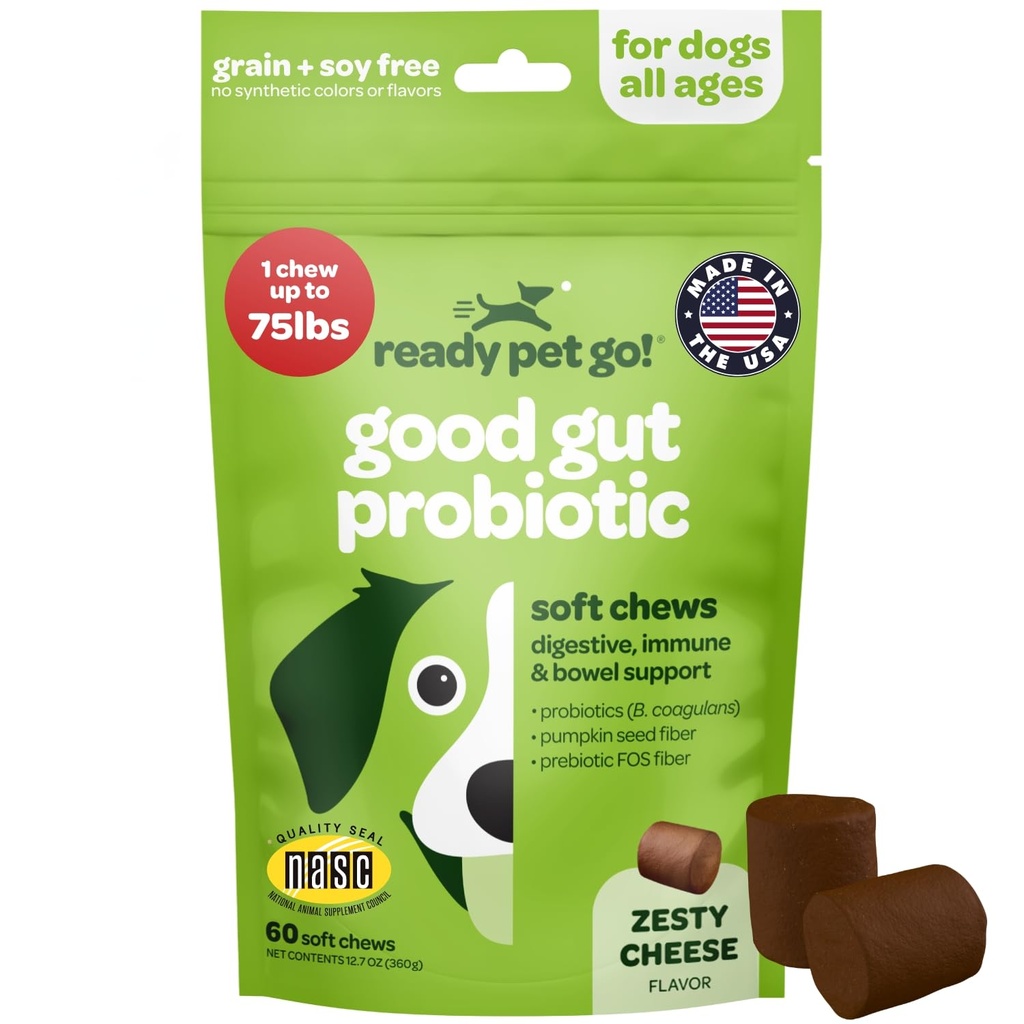 Probiotici chews for Dogs Gut Health | Tasty Pre e Probiotics for Dogs Digestive Health with Pumpkin Dog Probiotics and Digestive Enzymes | NASC Certified & Made in the USA | 60 Chews