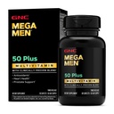 GNC Mega Men 50 Plus Caplets Multivitamin, clinicamente dimostrato, cuore e salute della prostata, vitamine B, Palmetto segato, memoria, vitamina D-3, 60 conte