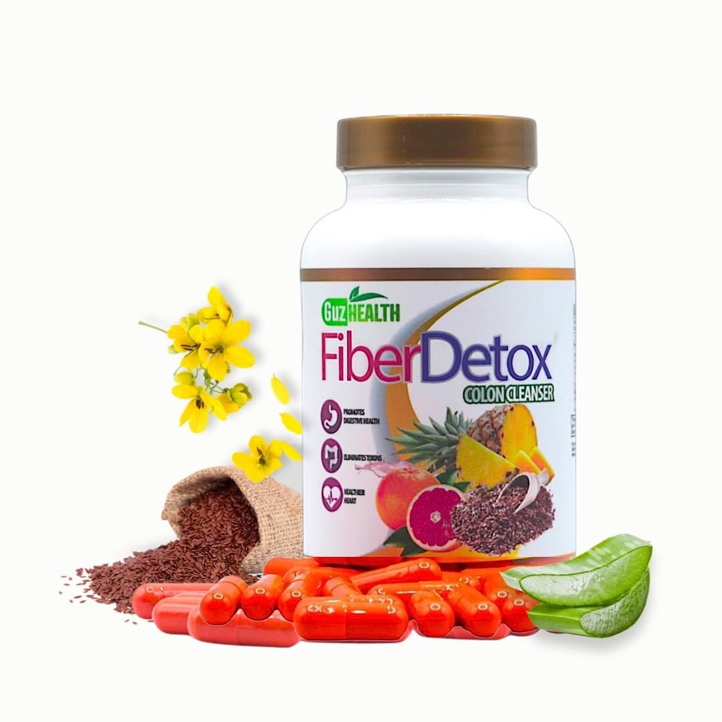 Colon Cleanser Fiber Detox Eliminate Toxins, Constipation Relief, Improve Digestion 90 Capsules - 30 Day Supply