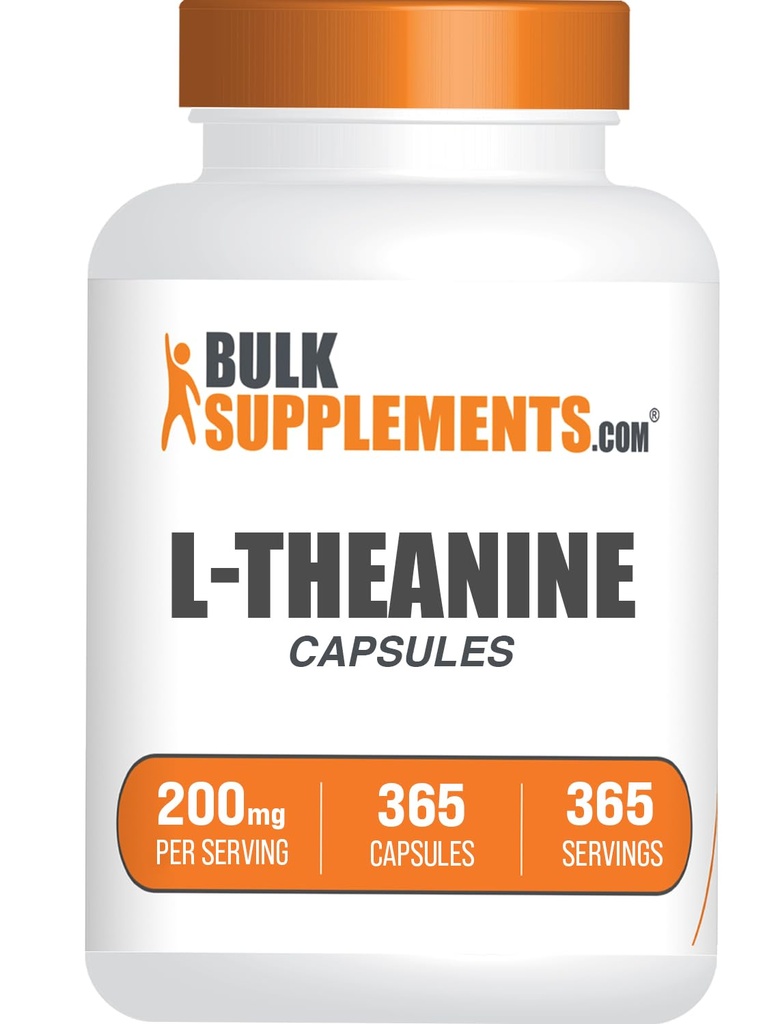 BulkSupplements.com L-Theanine Capsule - L-Theanine Supplement, L-Theanine 200mg, Theanine Pills - Amino Amino Supplement, Gluten Free - 1 Theanine Capsule per Serving, 365 Capsule