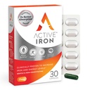 Supplemento di ferro attivo 25mg – clinicamente dimostrato per aumentare i livelli di ferro e di energia – Gentle, non-constipante, altamente assorbito – 30 capsule
