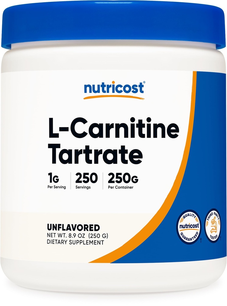Nutricost L-Carnitine Tartrate Powder (250 Grams) - 1 Gram per Serving, 250 Servings