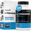 Renew Actives L-Theanine Supplements - Promotes Relaxation, Mental Clarity, & Focus - 250mg Per Serving - Non-GMO, Vegan, Gluten-Free - Made in Canada - 120 Easy-to-Swallow Capsules