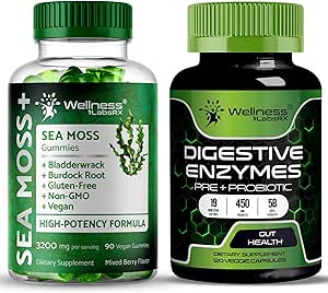 WELLNESS LABSRX Digestive Enzymes Capsules with Sea Moss Gummies