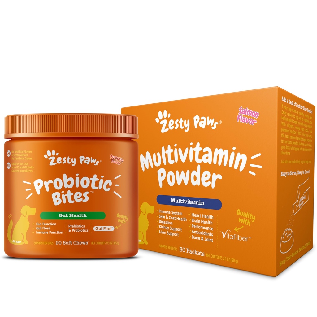 Zesty Paws Probiotic Bites Pumpkin + Multivitamin Powder for Dogs