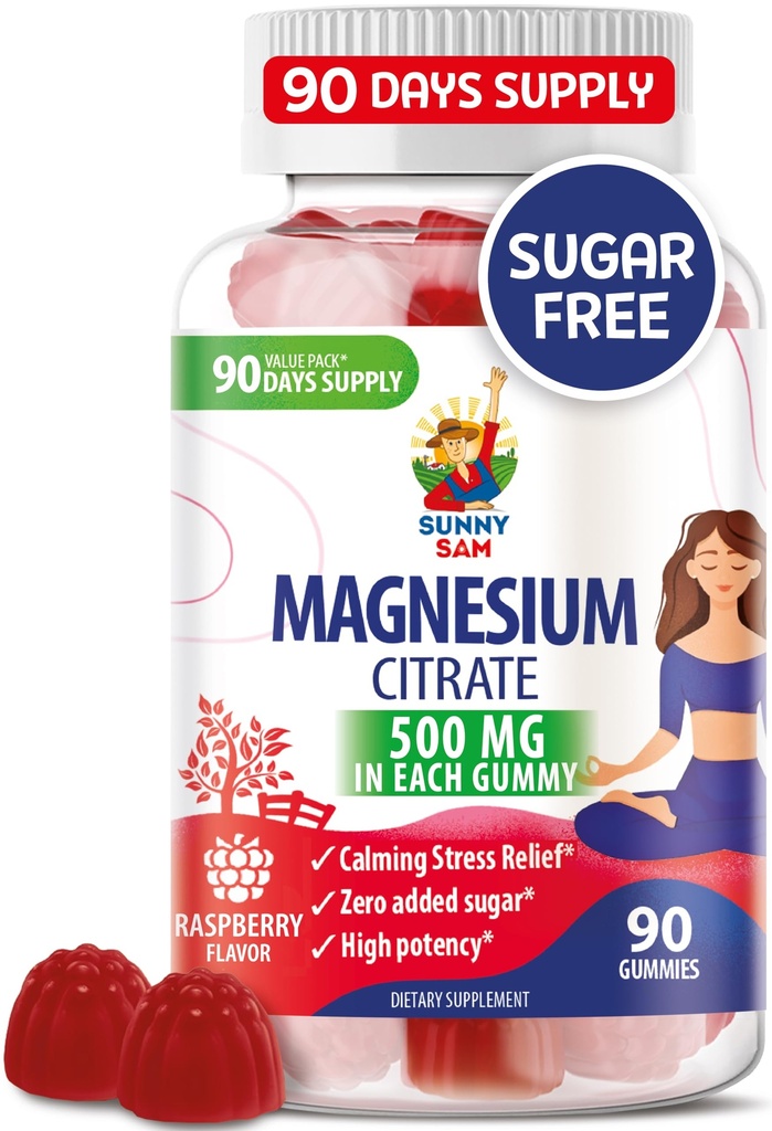 Gommies de magnésium pour les enfants et les adultes - 500mg - Calme Magnésium Chews - Magnésium Citrate Supplément à croquer pour le soutien de l'humeur et des muscles