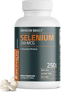 Bronson Selenium 200 mcg Immune & Antiossidante supporto minerale essenziale, 250 compresse vegetariane