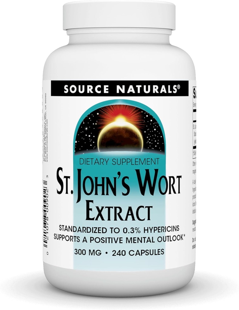 Fonte Naturals St John Wort Extract 300 mg Supporta una prospettiva mentale positiva - 240 capsule