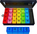 Wöchentliche Pille Organizer 4 Mal pro Tag, Großer Medizin Organizer, Pille Box 7 Tag 28 Kompartiment, Portable Reise Pille Container Fall für Vitamin und Supplement (Farbe)