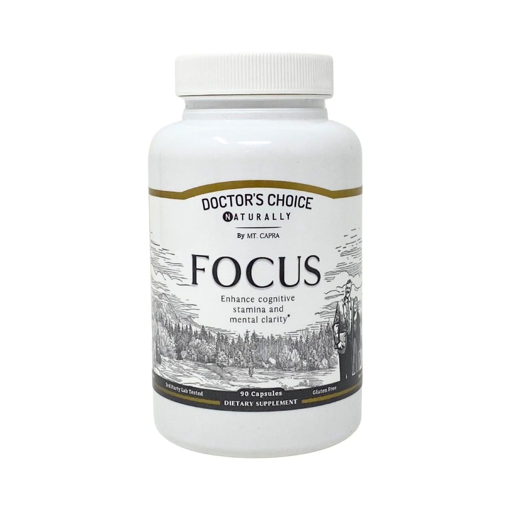 Mt. Capra Focus | Elevate Cognitive Performance and Mental Clarity, Support Energy and Alertness, with Citicholine, Ashwagandha, Rhodiola, Green Tea Extract | 90 Capsules