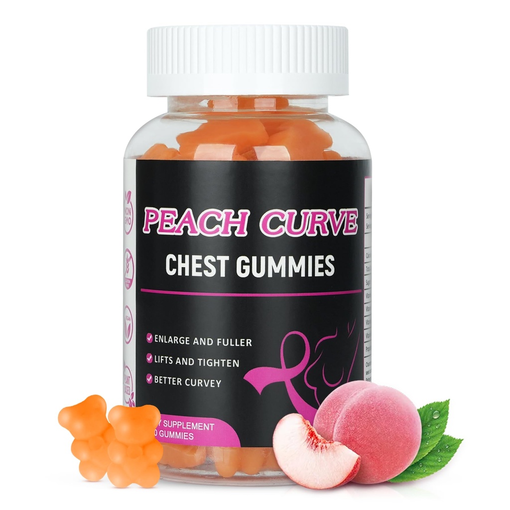 Aromlife Chest Gummies for Enhance Confidence, Bear Shaped Chest Gummies with Herbal Ingredients, 60 Count, Peach Flavor Natural BBL Gummy for Women and Men