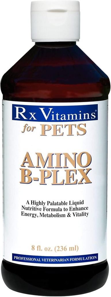 Rx Vitamines pour animaux de compagnie Amino B-Plex pour chiens et chats - Les nutriments sains améliorent le métabolisme énergétique et la vitalité - Bacon Flavor 8 fl. oz.