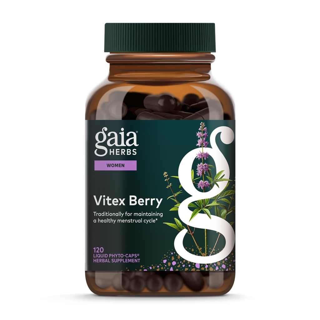 Gaia Herbs Vitex Berry - Unterstützt Hormon Balance & Fruchtbarkeit für Frauen - Gesunde Progesterone für Menstrual Health - 120 Vegan Caps (60-Day Supply)