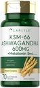 Carlyle KSM-66 Ashwagandha Capsule 600mg | 70 Count | con Melatonin 5mg | Potent Complex | Non OGM, Gluten Free