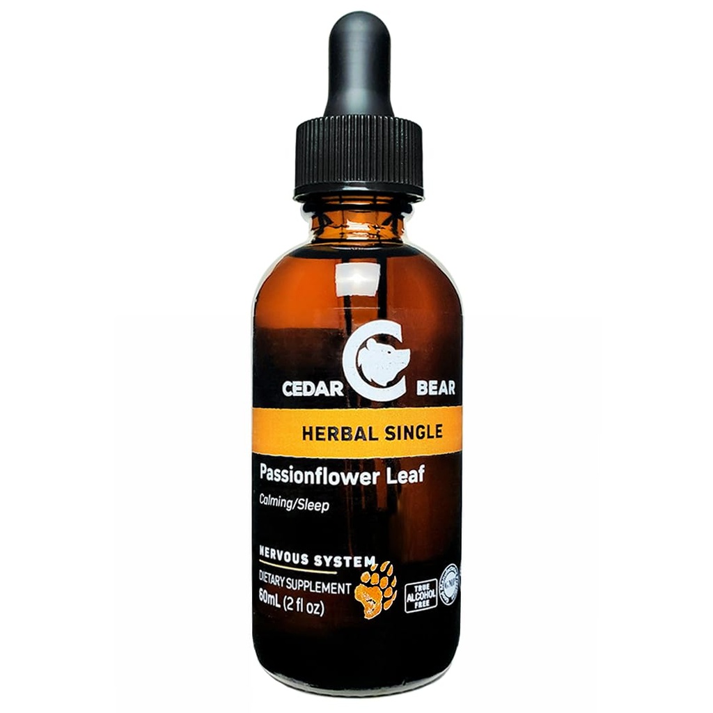 Cedar Bear Passionflower Leaf (Passiflora incarnata) for Stress, Nervous System, & Sleep Support 2 Fl Oz