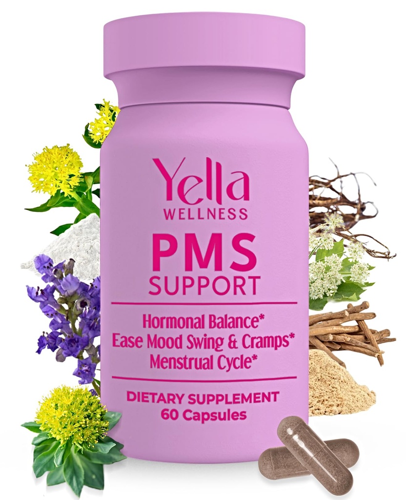 Hormone Balance for Women - PMS Support Supplement for Women w/Chaste Tree, Dong Quai and Ashwagandha- PMS and Menopause Relief for Bloating, Cramps and Mood Swings- (60ct)