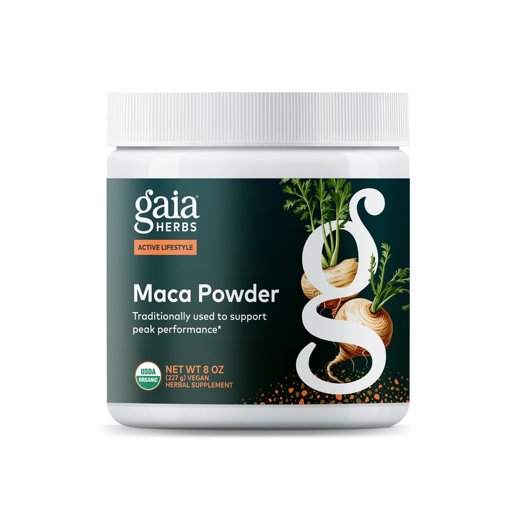 Gaia Herbs Maca Powder - Energy Supplement - Traditionally Used to Support Healthy Energy & Stamina* - Made with USDA Certified Organic Maca Root (Lepidium meyenii) - 8 Oz (69 Servings)