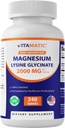 Vitamatic Magnesium as Glycinate Lysinate – 240 Tablets – 100% Chelated Magnesium - Supports Muscle Relaxation, Heart, Nerve Health* – Non-GMO, Gluten & Soy Free