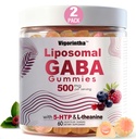 GABA Gummies with L-Theanine & 5-HTP, Melatonin Free Gummies, Liquid Filled Gummy Supplement for Daily Wellness and Balance, Easy-to-Take Format, 2 Bottles, 60 Gummies Each, 120 Total Count