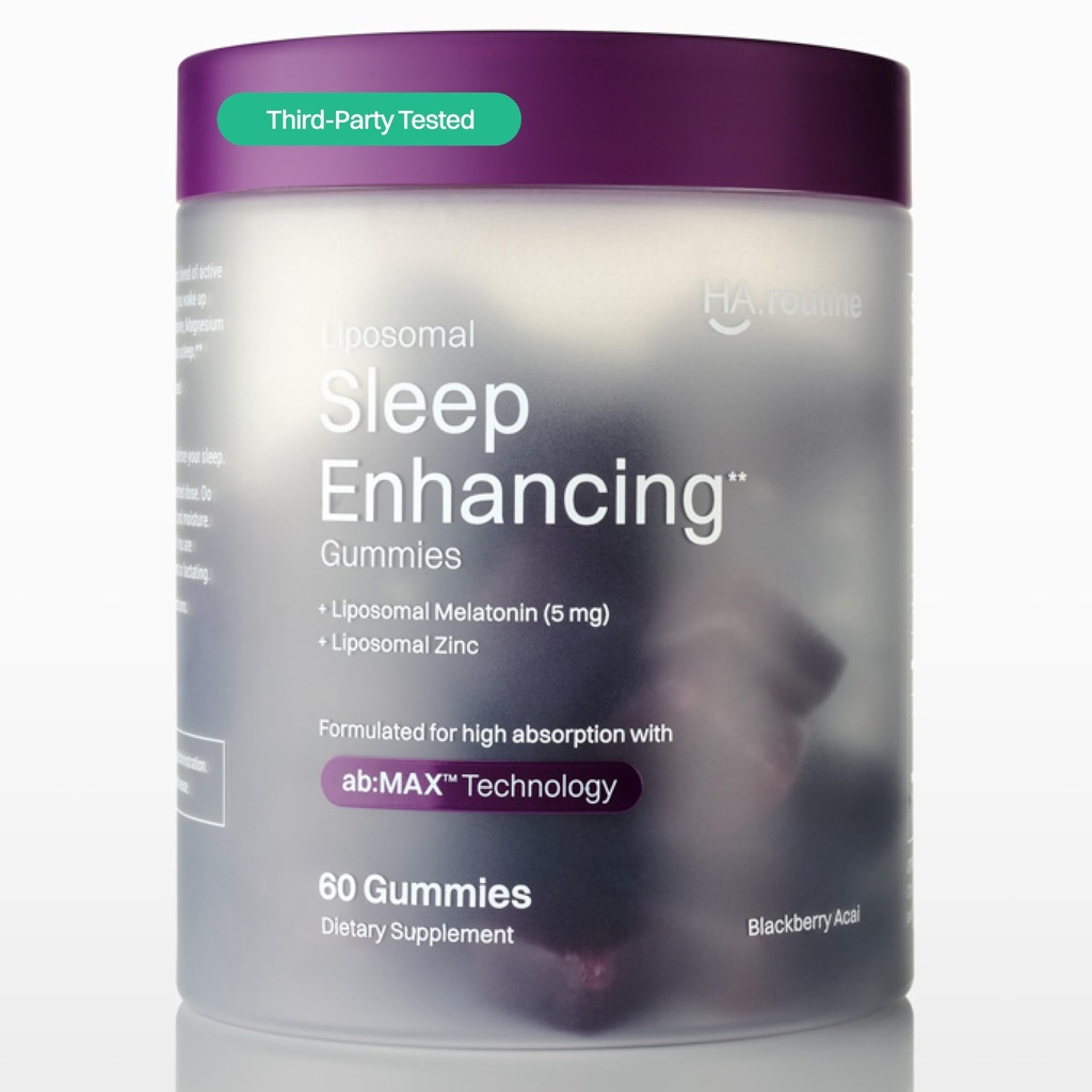 Haroutine Liposomal Sleep Enhancing Gummies, 5 mg Melatonin, 160 mg L-Theanine, 30 mg Magnesium, 4mg Zinc, Improved Sleep, Stress Reducing, Calming Supplement - 30 Servings, BlackBerry Acai Flavor