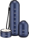 Zannaki Metal Moisture Proof Weekly Pill Organizer, Stackable Aluminium Alliage BPA Voyage libre Randonnée 7 jours Pill Box Case étanche et grand compartiment pour tenir les pilules, vitamines, huile de poisson, suppléments