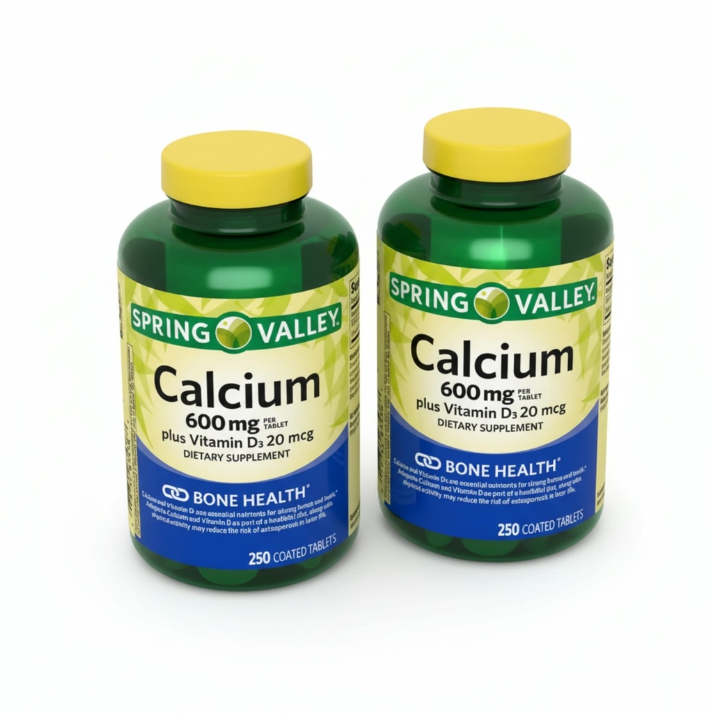 Calcium 600mg Plus Vitamin D3 – 250 Tablets, Calcium Supplement for Men and Women, Calcio, Calcium with Vitamin D, Gluten Free, Bone and Teeth Support, Daily Mineral Supplement (Pack of 2)