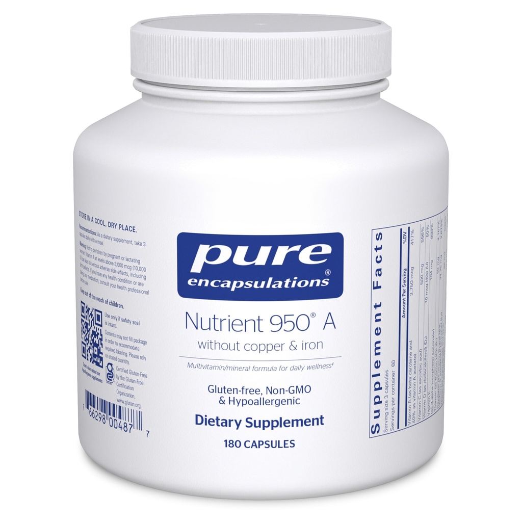 Pure Encapsulations Nährstoff 950 A Ohne Kupfer & Eisen | Hypoallergen Multi-Vitamin/Mineral Formel für optimale Gesundheit | 180 Kapseln