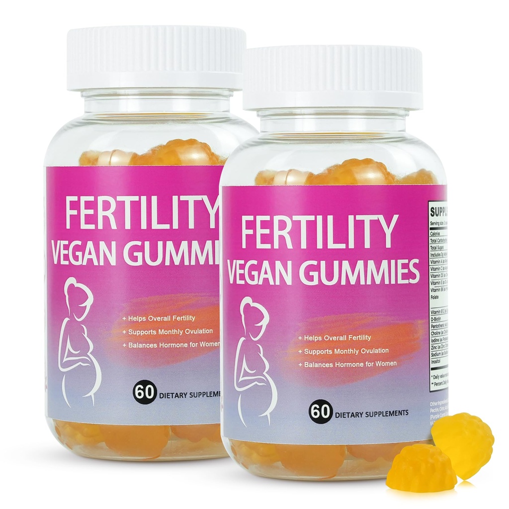 Fertility Gummies for Getting Pregnant Fast & Hormone Balance, 2 Packs Fertility Vitamins Gummies for Women Ovulation & Period Cycle, Conception Prenatal Gummy with Myo-Inositol & Inositol, Folate